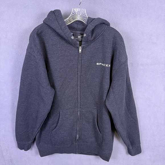 SpaceX Official Hoodie Mens L Logo Full Zip‎ Tesla Sweatshrt Falcon Heavy NASA